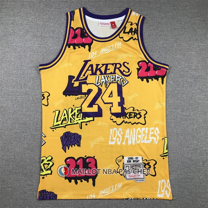 Maillot Los Angeles Lakers Kobe Bryant Slap Sticker Mitchell & Ness 1996-97 Jaune